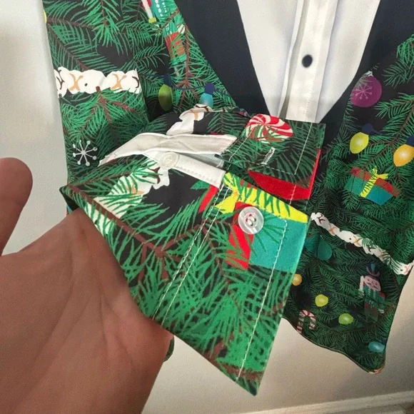 Atlanl Christmas Tuxedo Print Button Down Shirt Men’s XXL Holiday Party - Picture 9 of 12